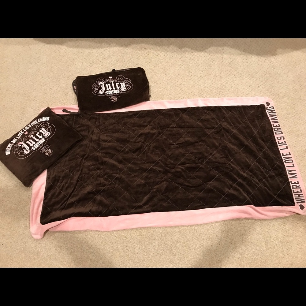 Juicy couture travel pillow and blanket